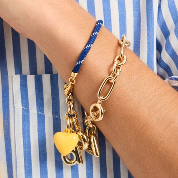 *Set* Roxanne Assoulin The Happy Cord Charm Necklace & Bracelet Blue/Yellow - Picture 3 of 6